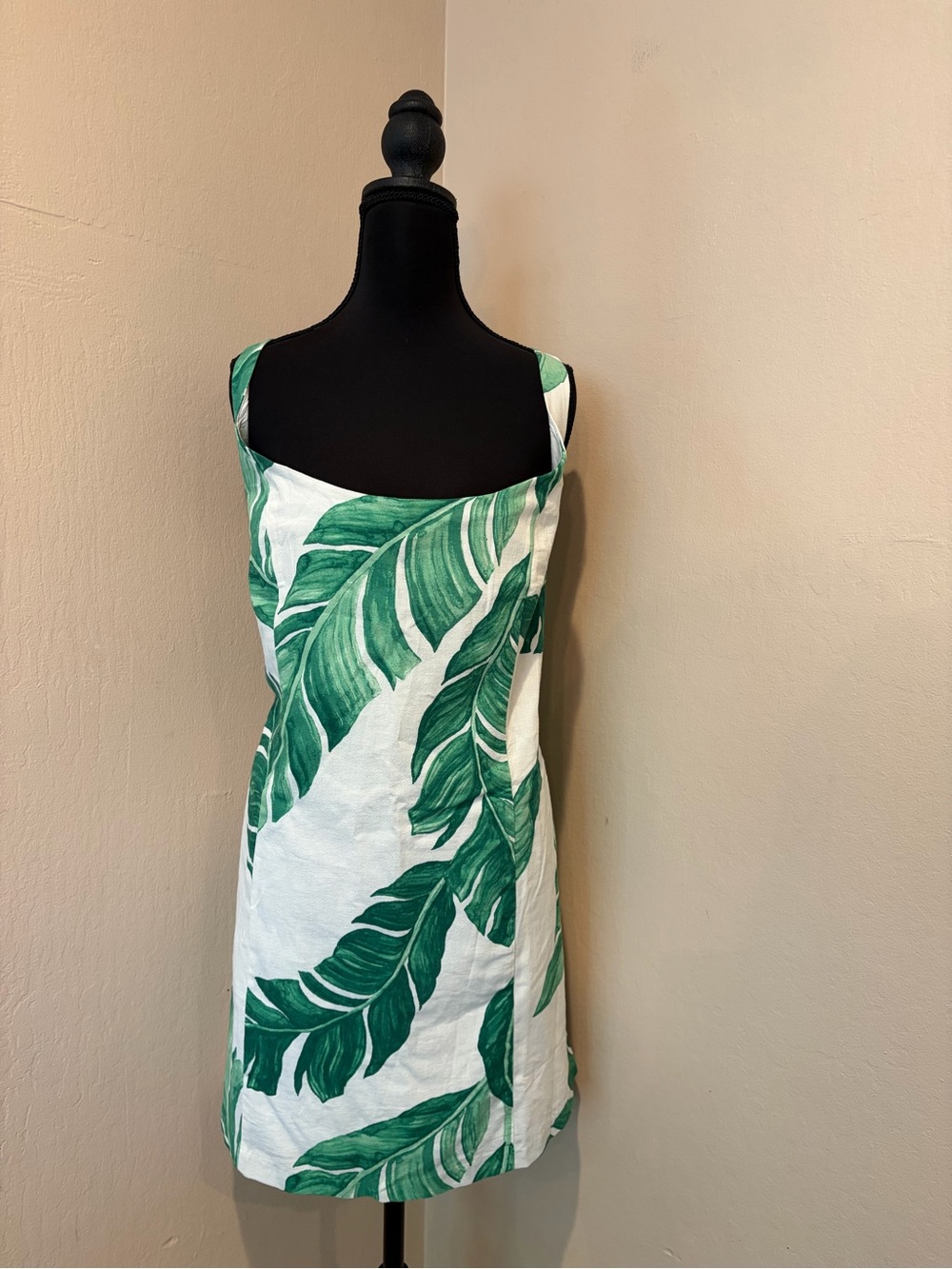 H&M 100% Cotton Green Palm Leaf Mini Dress, Summer Vacay, NWT size XXL